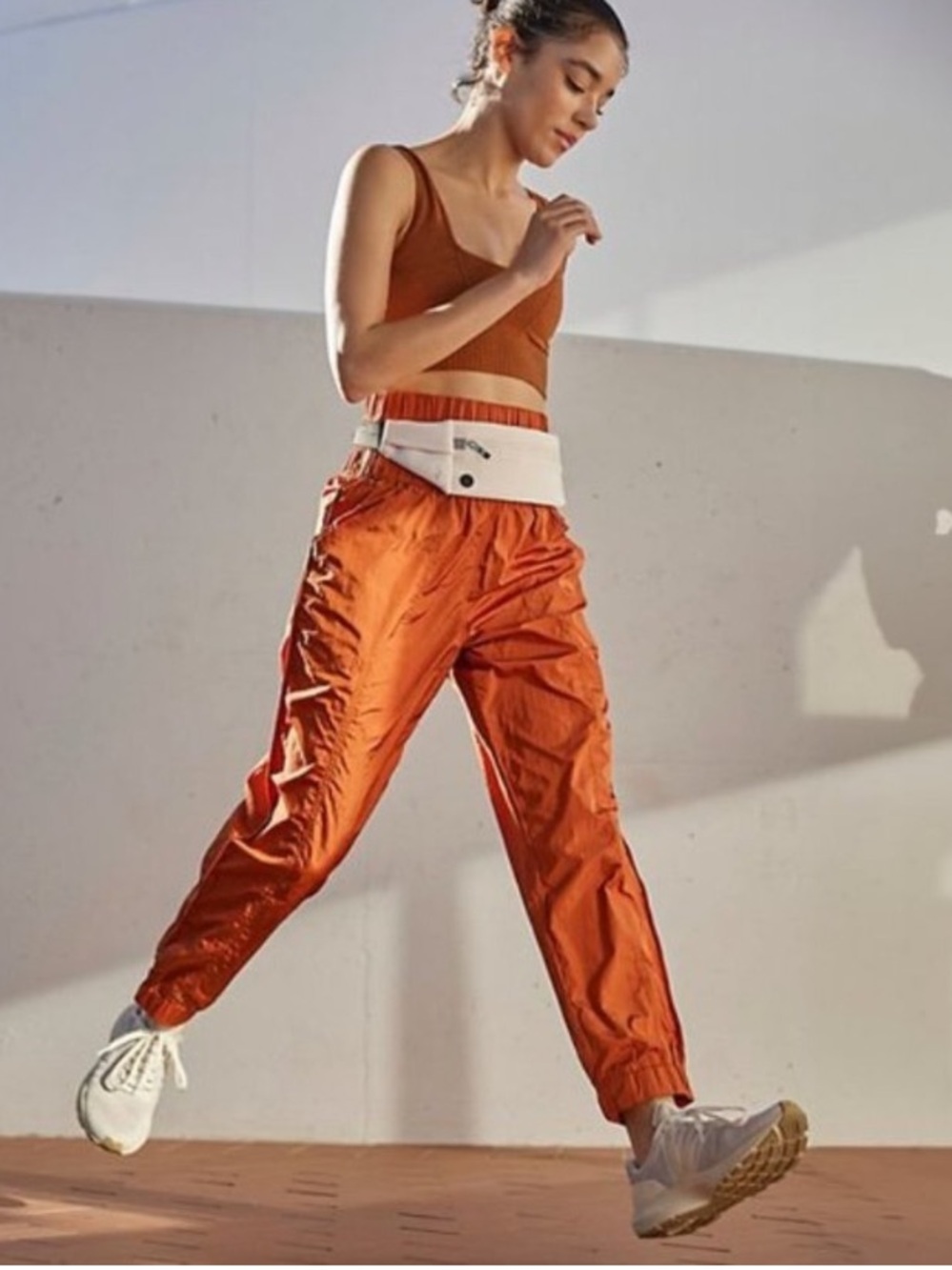 Free People Movement Way Home Jogger Rust Orange High Waisted Athletic Size S